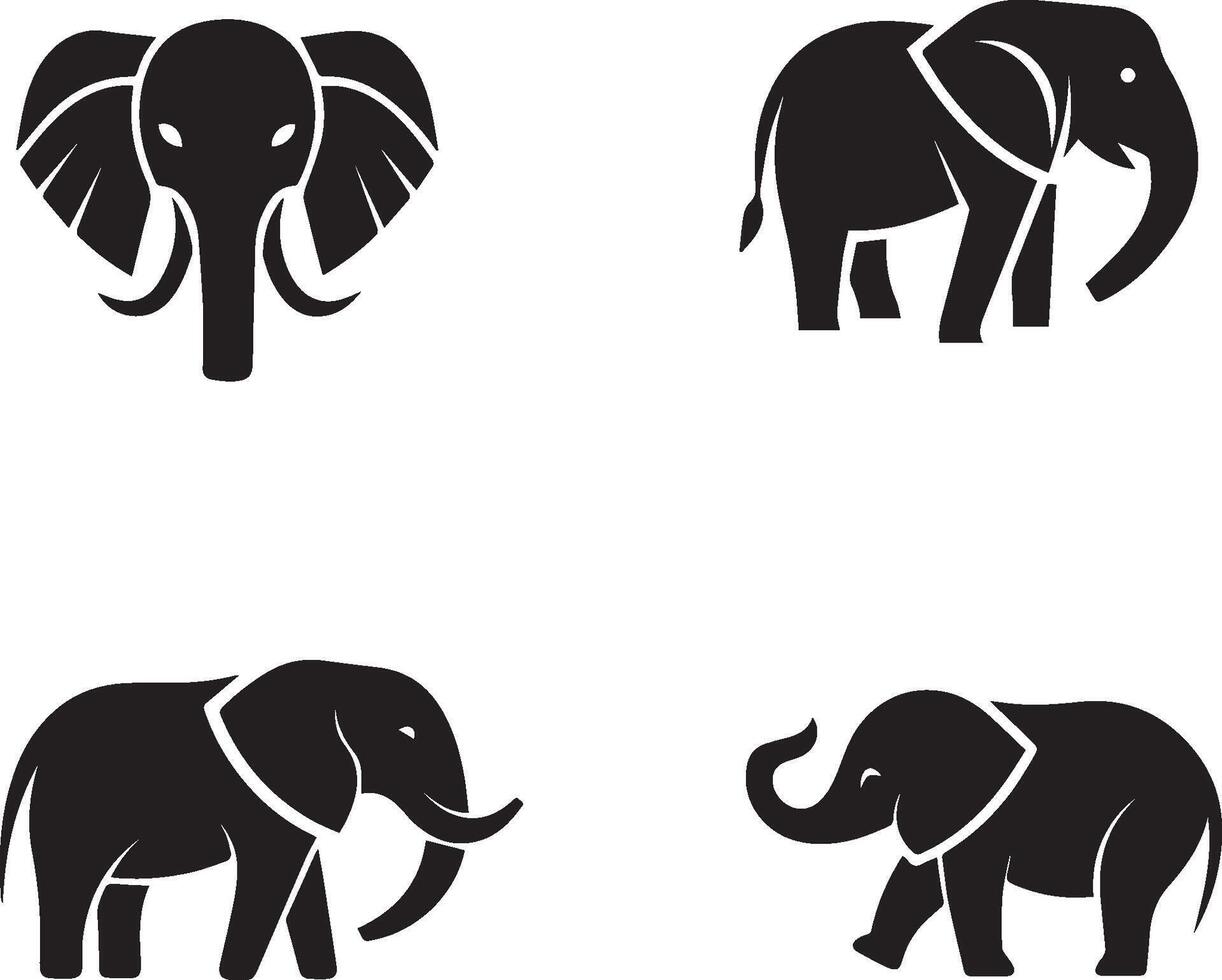 Set of silhouette elephants vector