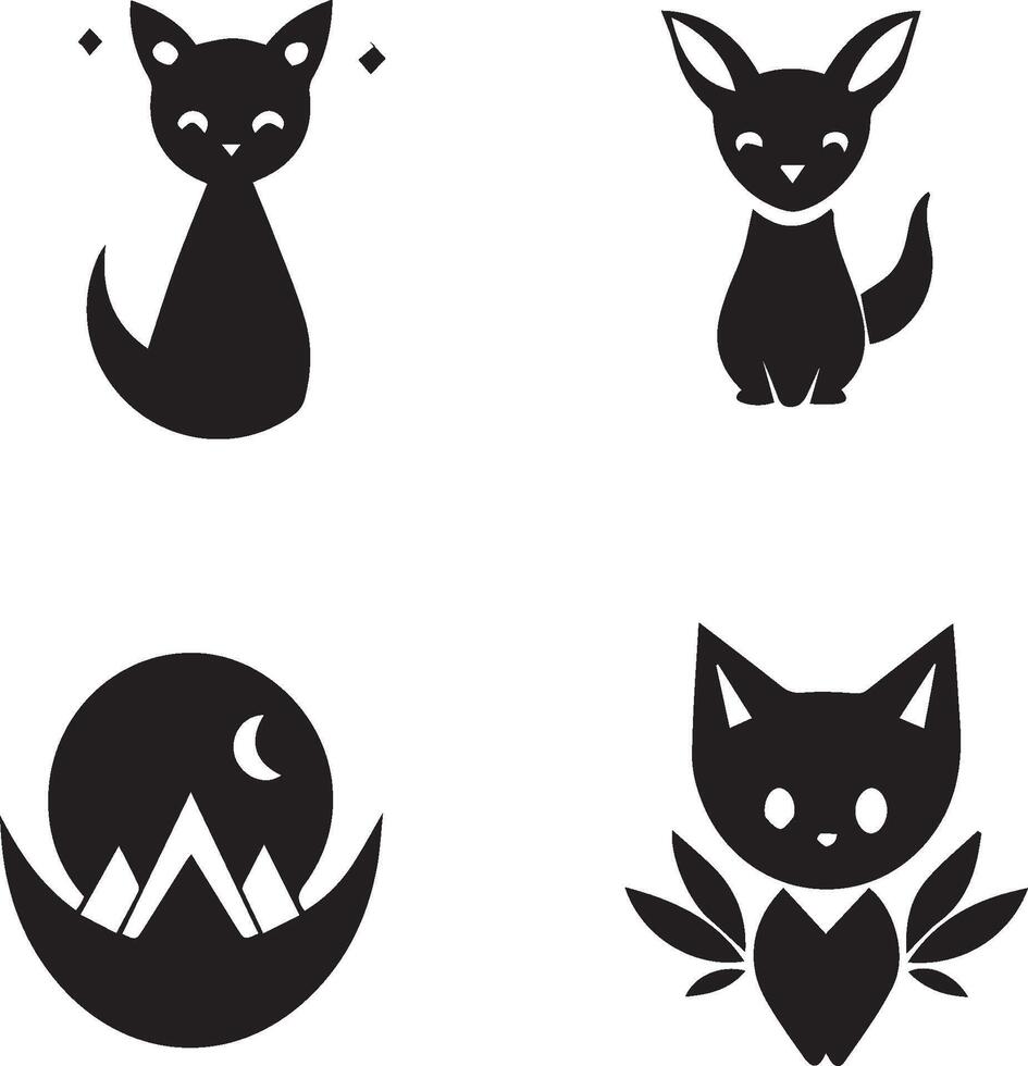 Black cat icons vector