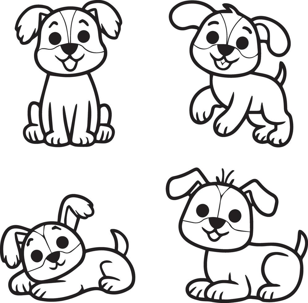 Cute Dog Doodle Clipart, Single Line Puppy Illustrations for Fun Designs vector
