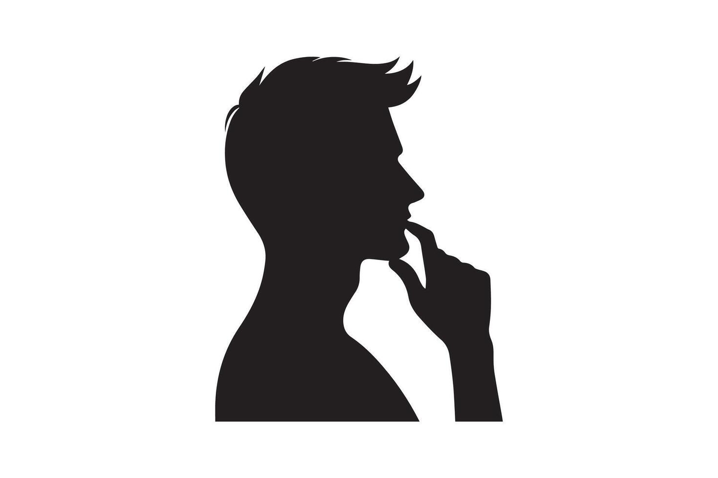 Silhouette of a man thinking vector