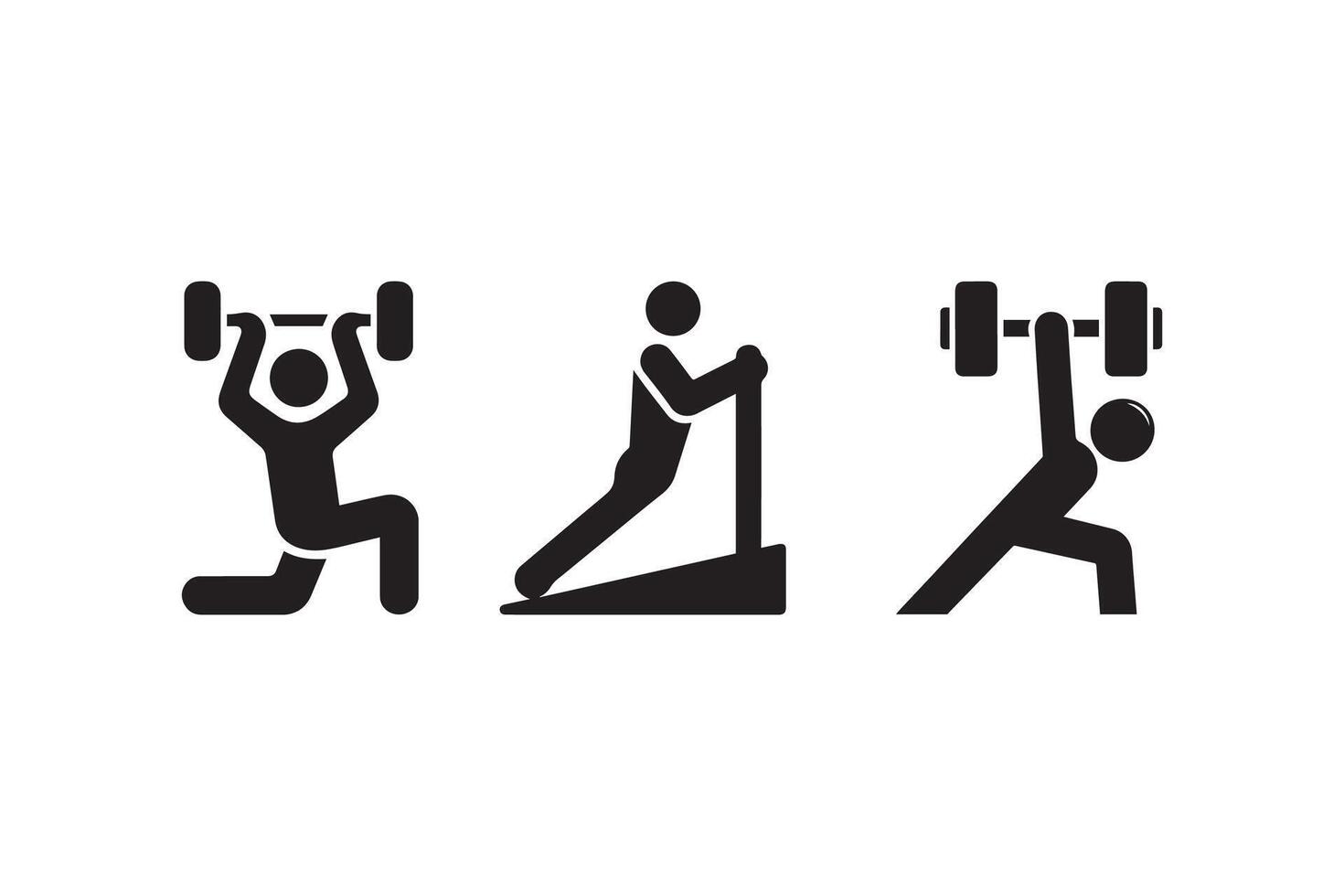 Four icons depicting people doing different exercises vector