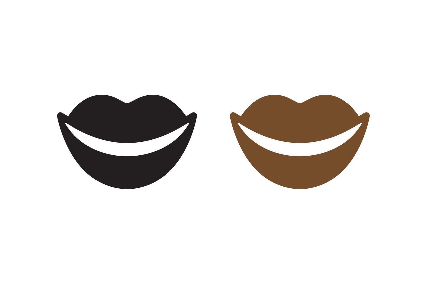 Two black and white images of a mouth with a smile vector