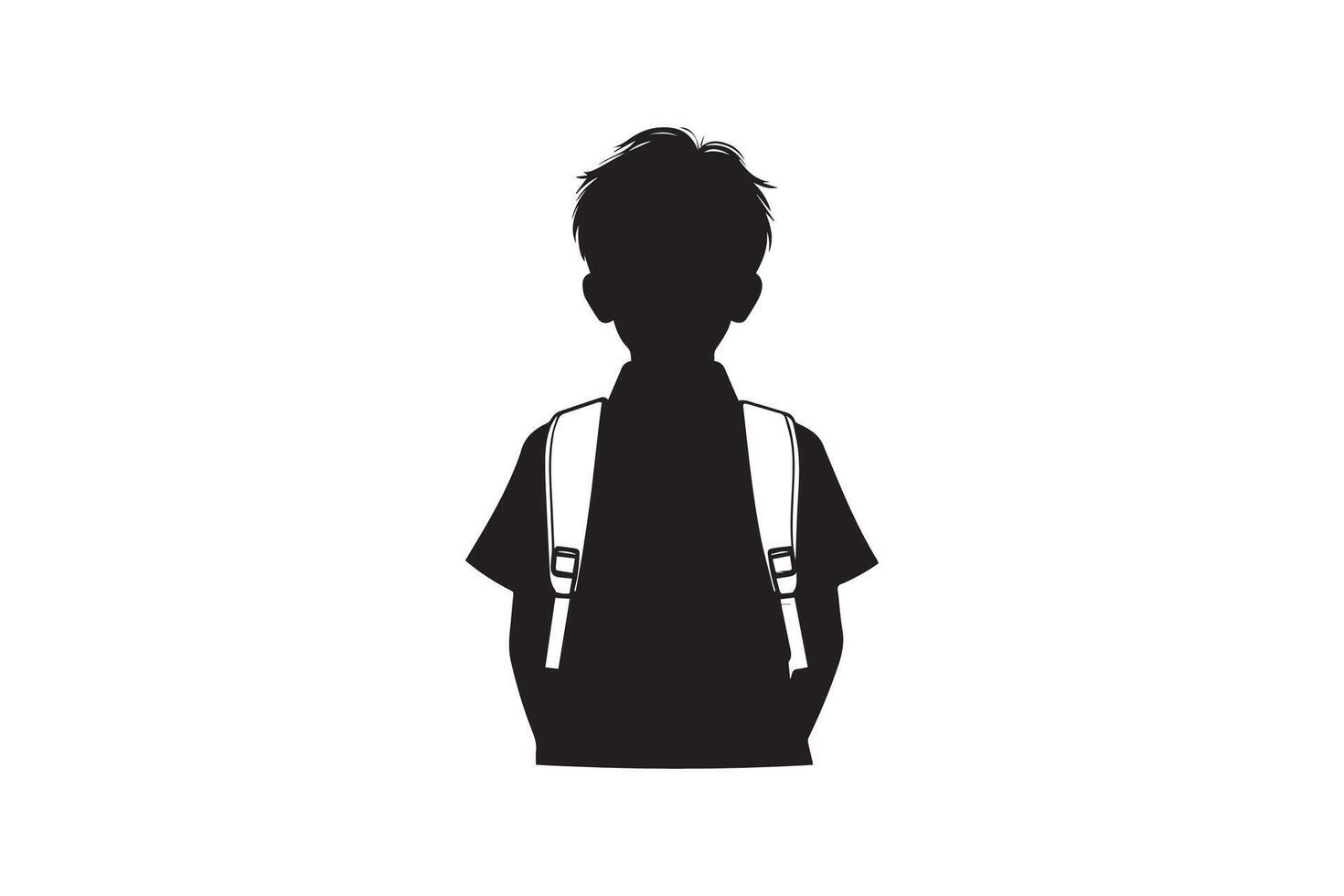 A silhouette of a boy with a backpack vector