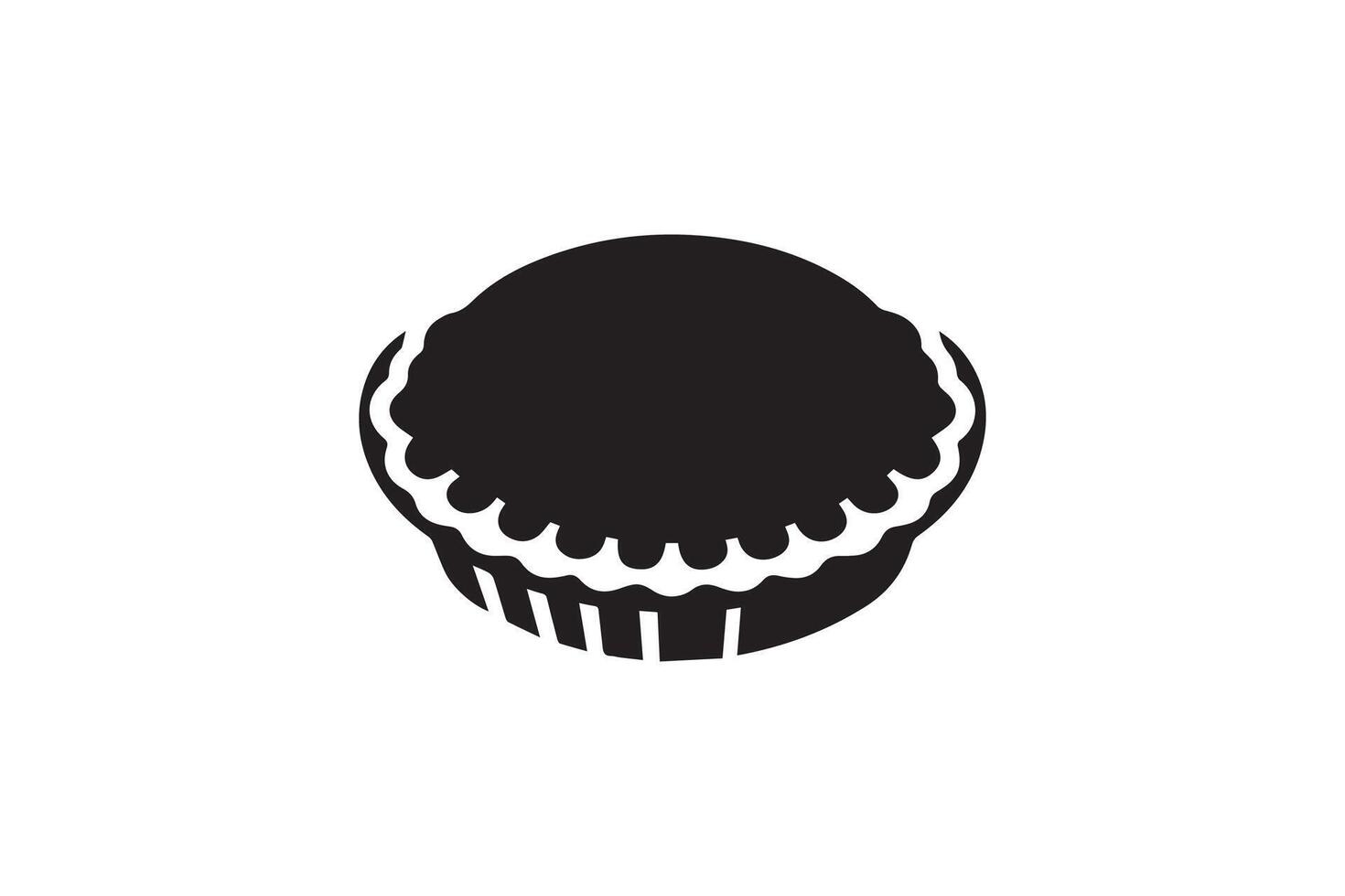 A black and white illustration of a cupcake vector