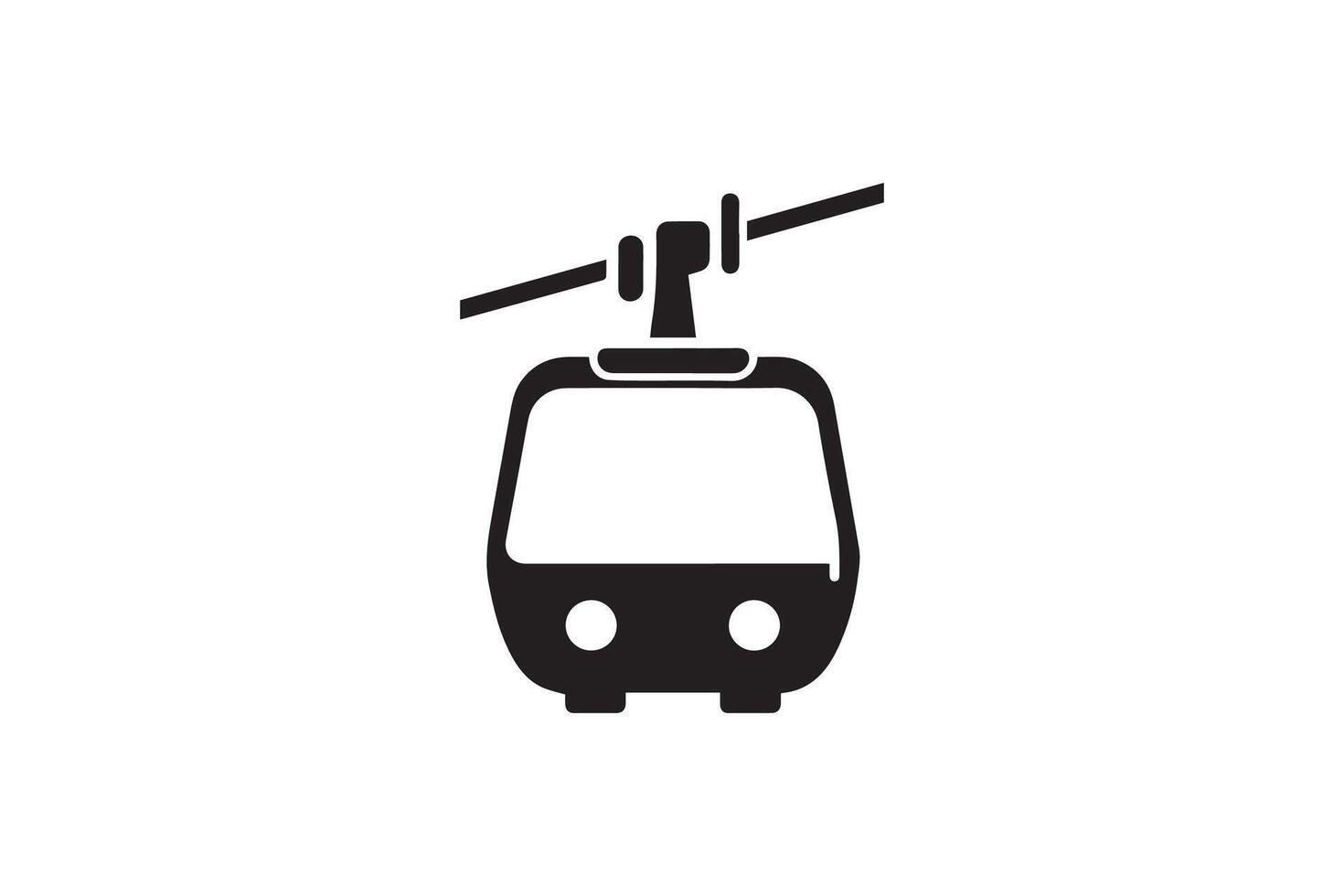 A black and white image of a tram on a white background vector