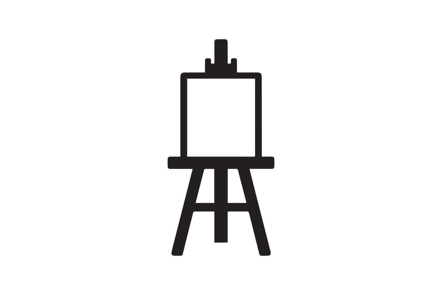 A black and white image of a easel with a canvas vector