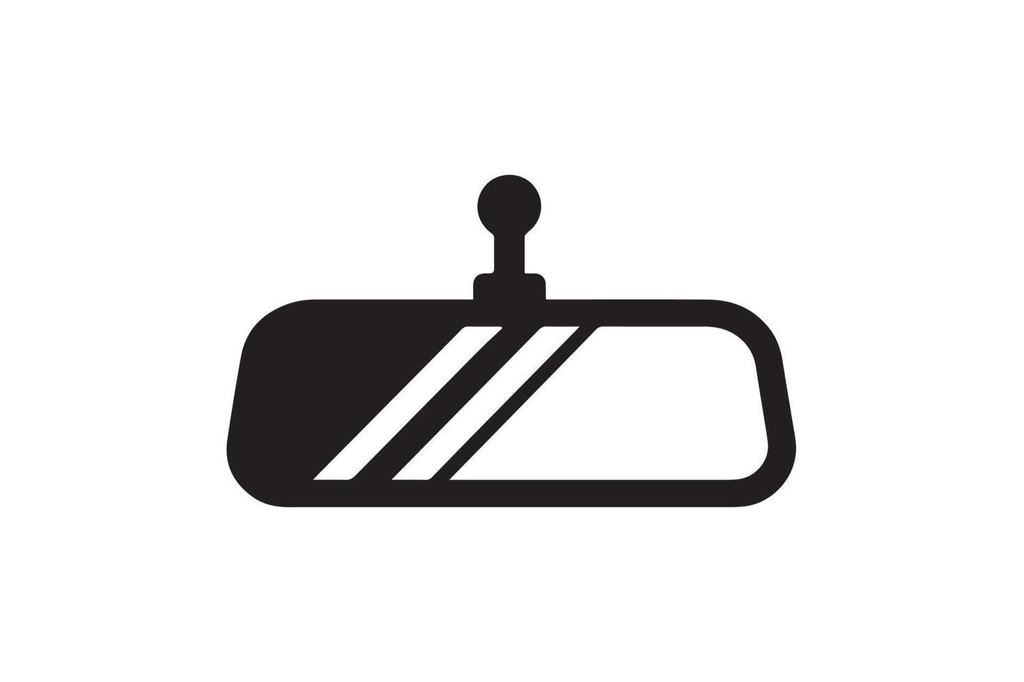 Car rear view mirror icon, black and white illustration vector