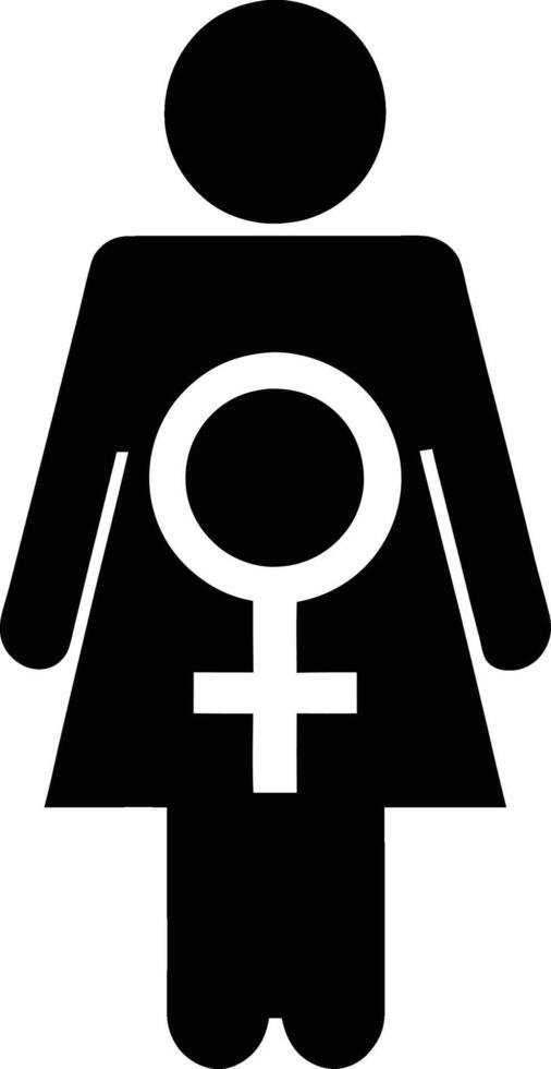 Female symbol silhouette icon with raised female fist for International Women's day. Feminism, empowerment and gender equality concept. vector
