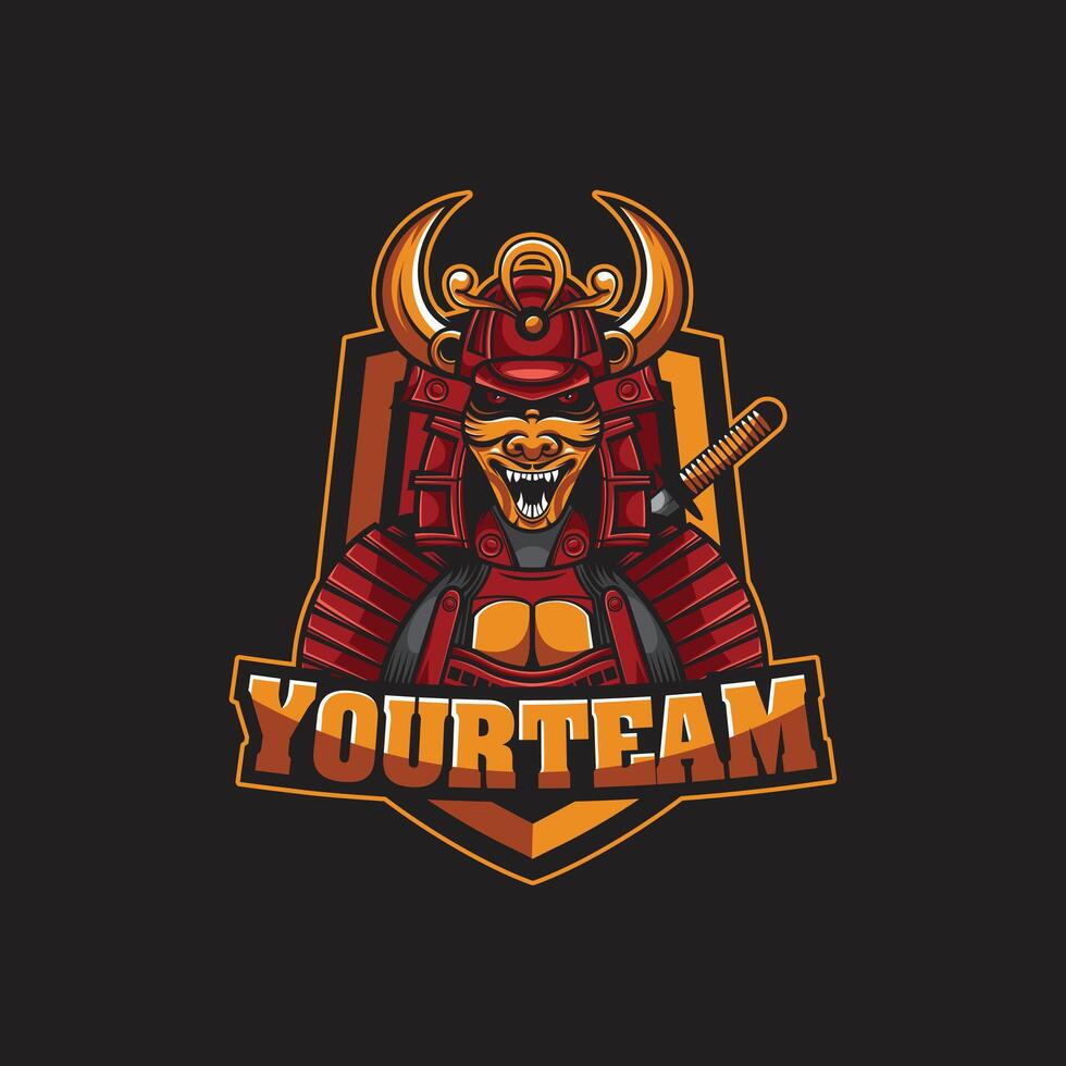 Demon Samurai Mascot Logo for Gaming Branding vector