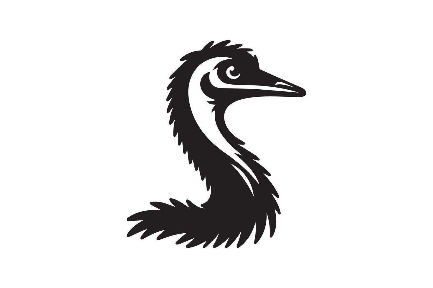 Emu head silhouette silhouette illustration vector
