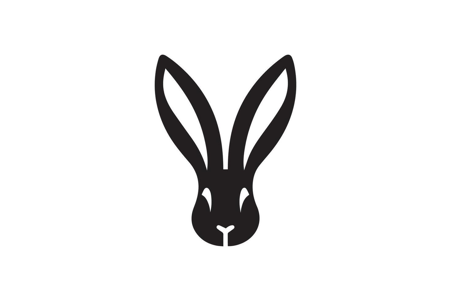 A black and white rabbit head icon on a white background vector
