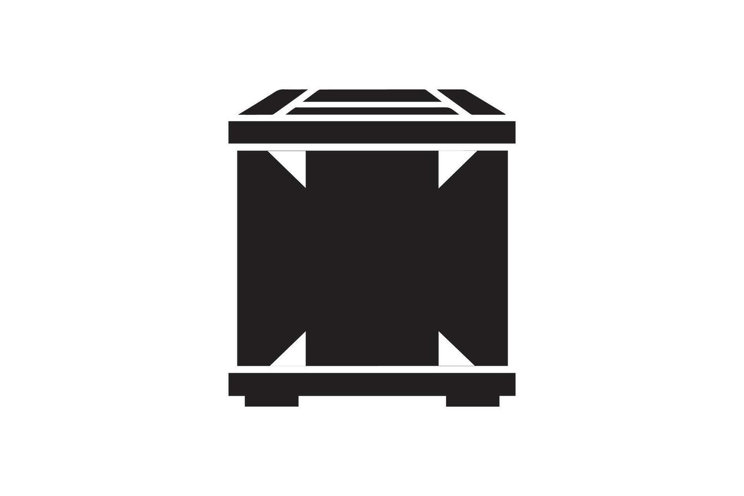 A black and white icon of a trash can vector