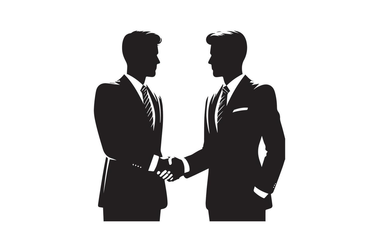 Two men in suits shaking hands on a white background vector