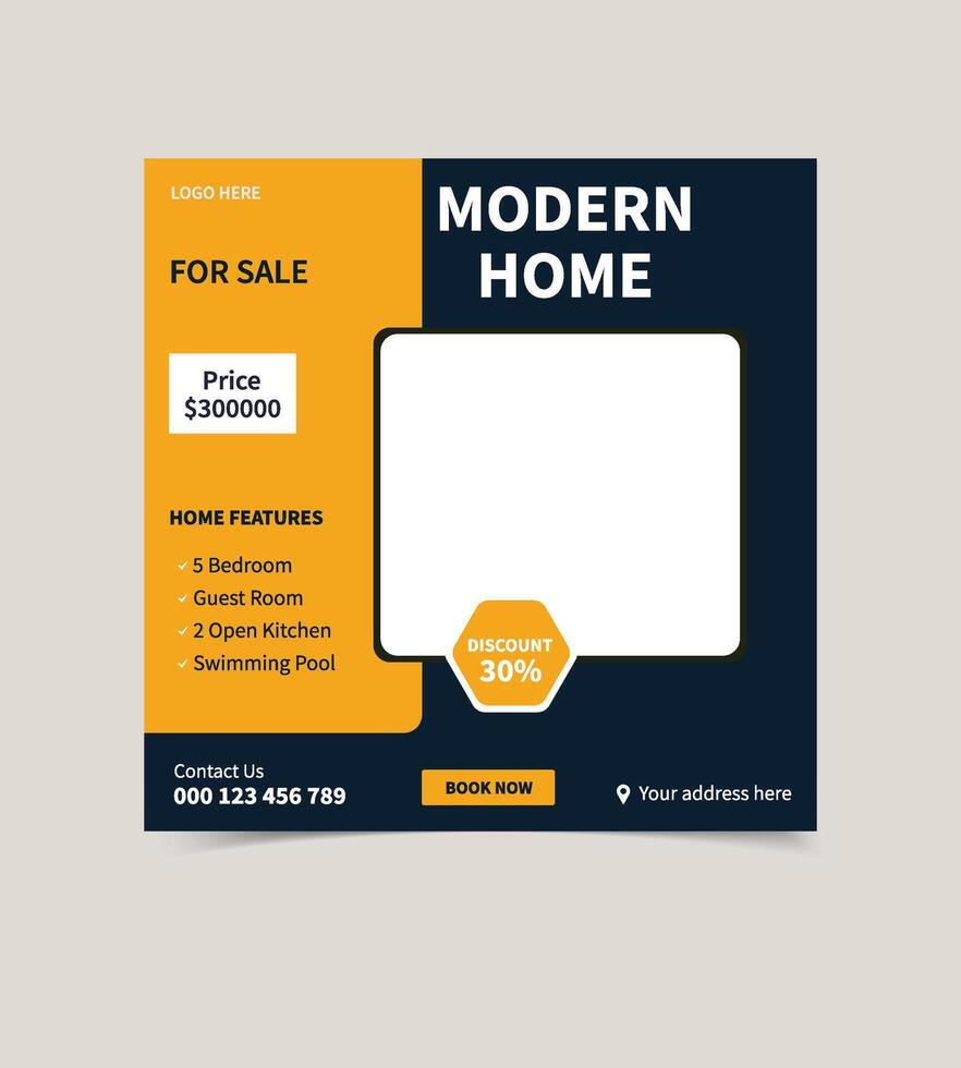Digital Real Estate Marketing Post Template for Social Media vector