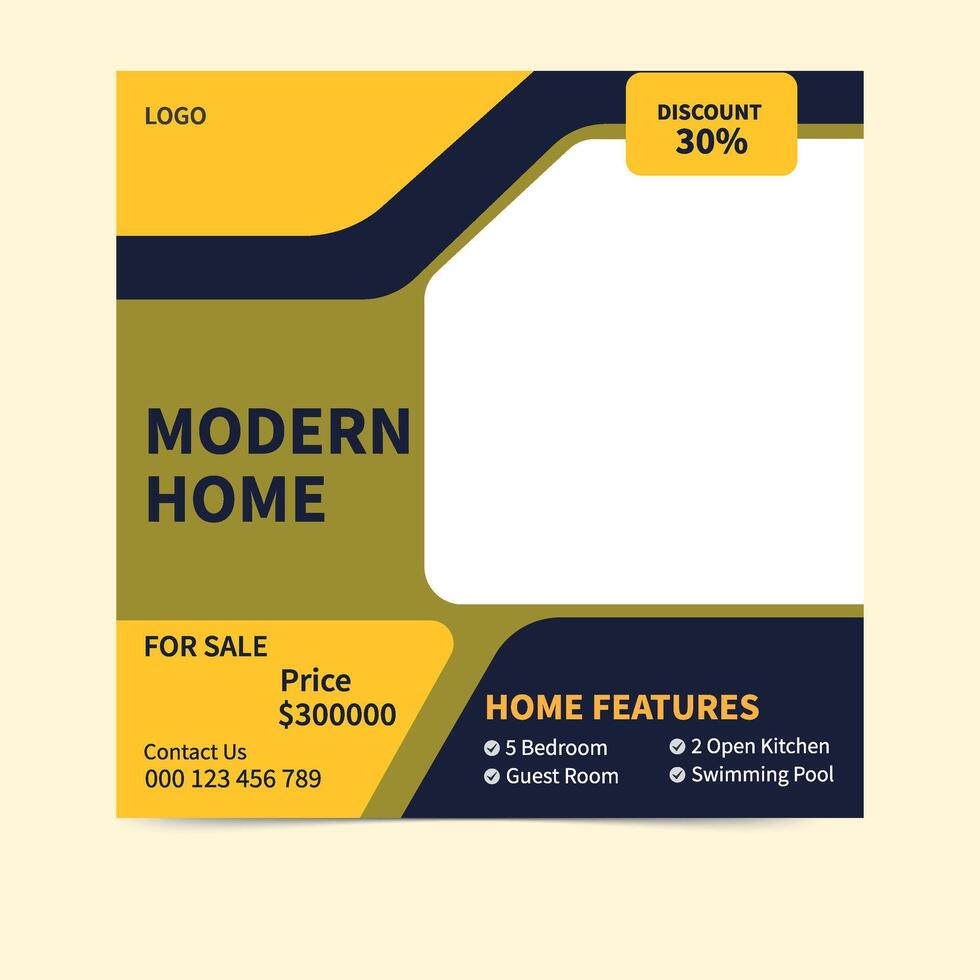 House for Sale Facebook Post Real Estate Template Design vector