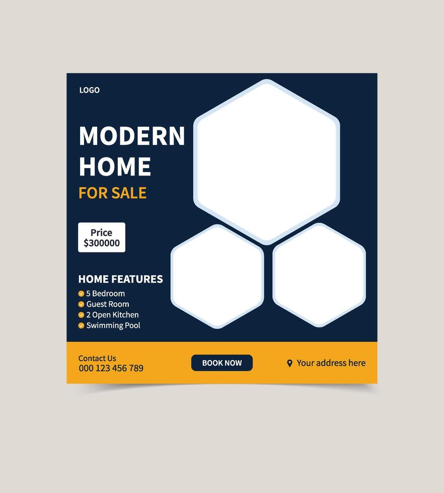 Clean Real Estate Social Banner Template for Online Marketing vector