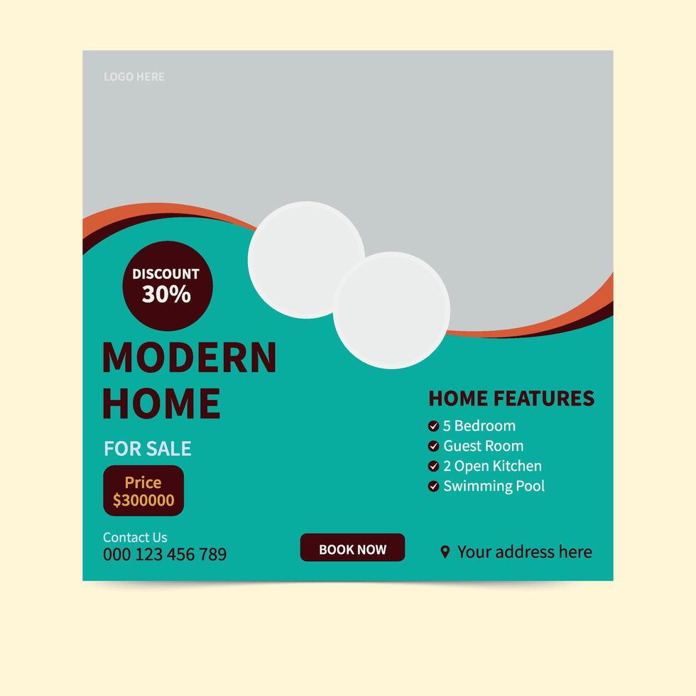 Real Estate Virtual Tour Announcement Social Post Template vector