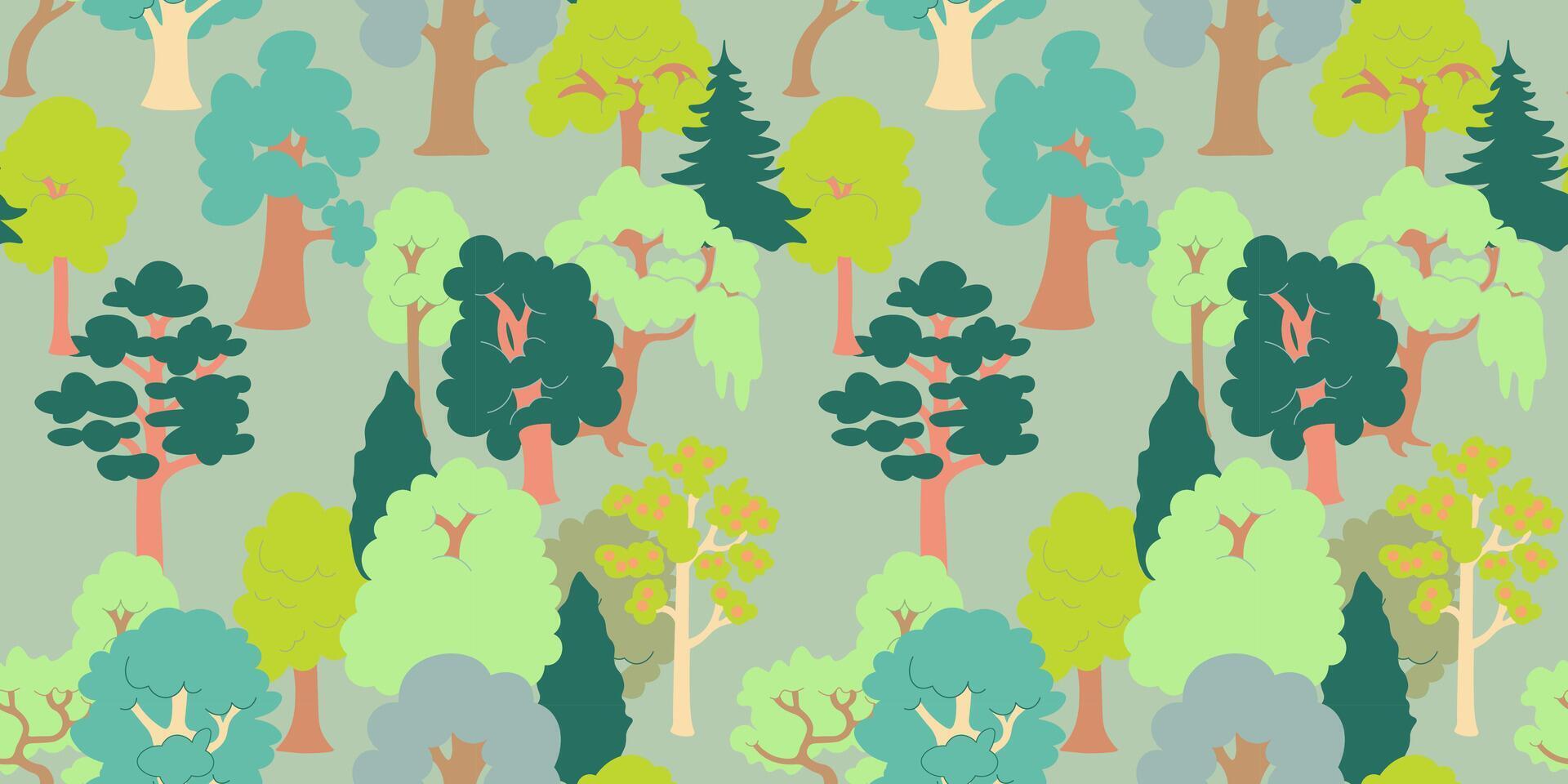 seamless pattern with forest vector
