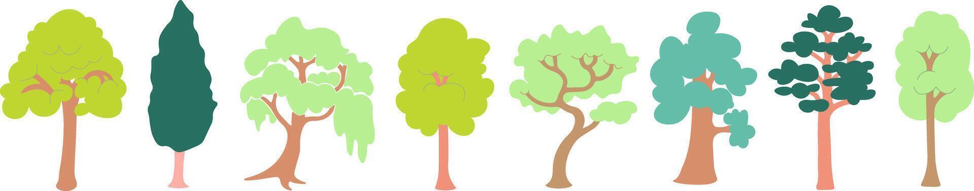set of simple woods in doodle style vector