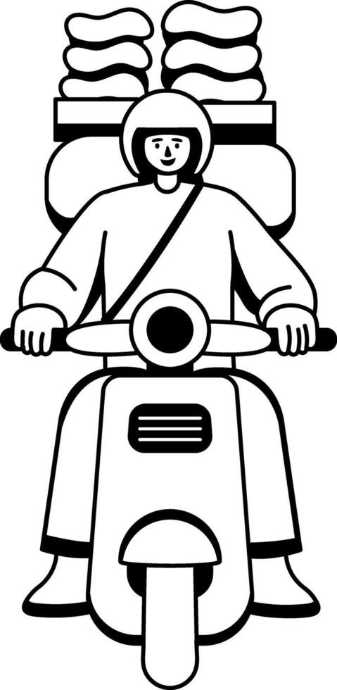Delivery rider illustration in glyph style vector
