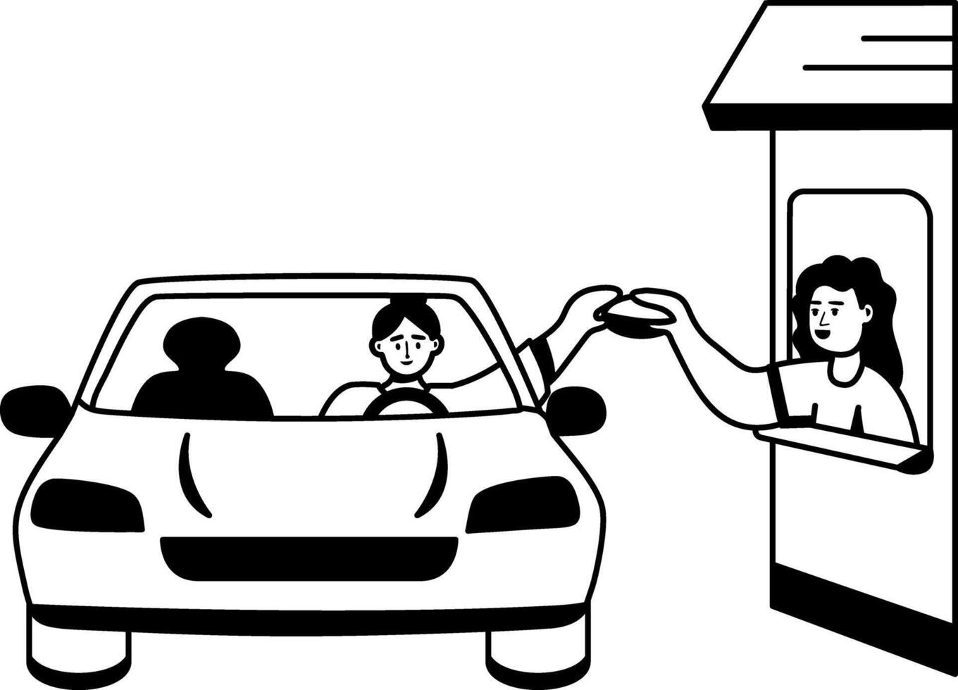 Drive thru food service illustration in glyph style vector
