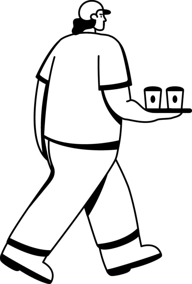 A glyph illustration of character taking coffee order vector