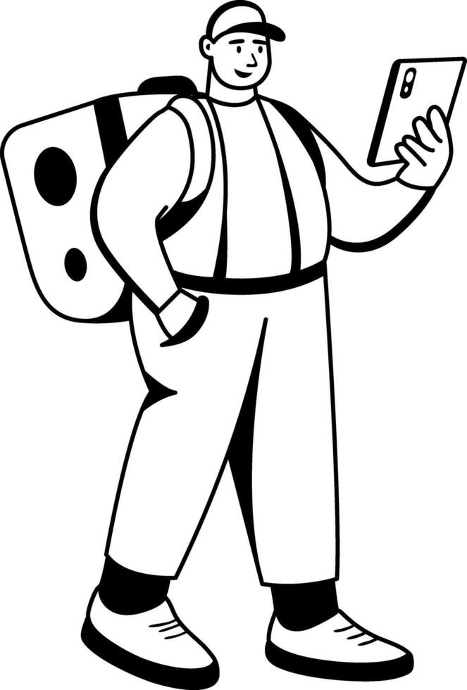 Delivery man illustration in glyph style vector