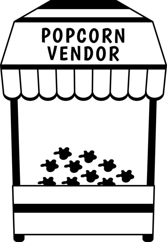 Popcorn cart illustration in glyph style vector