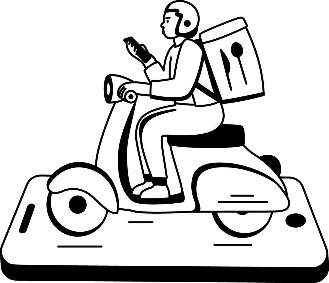 Order rider illustration in glyph style vector