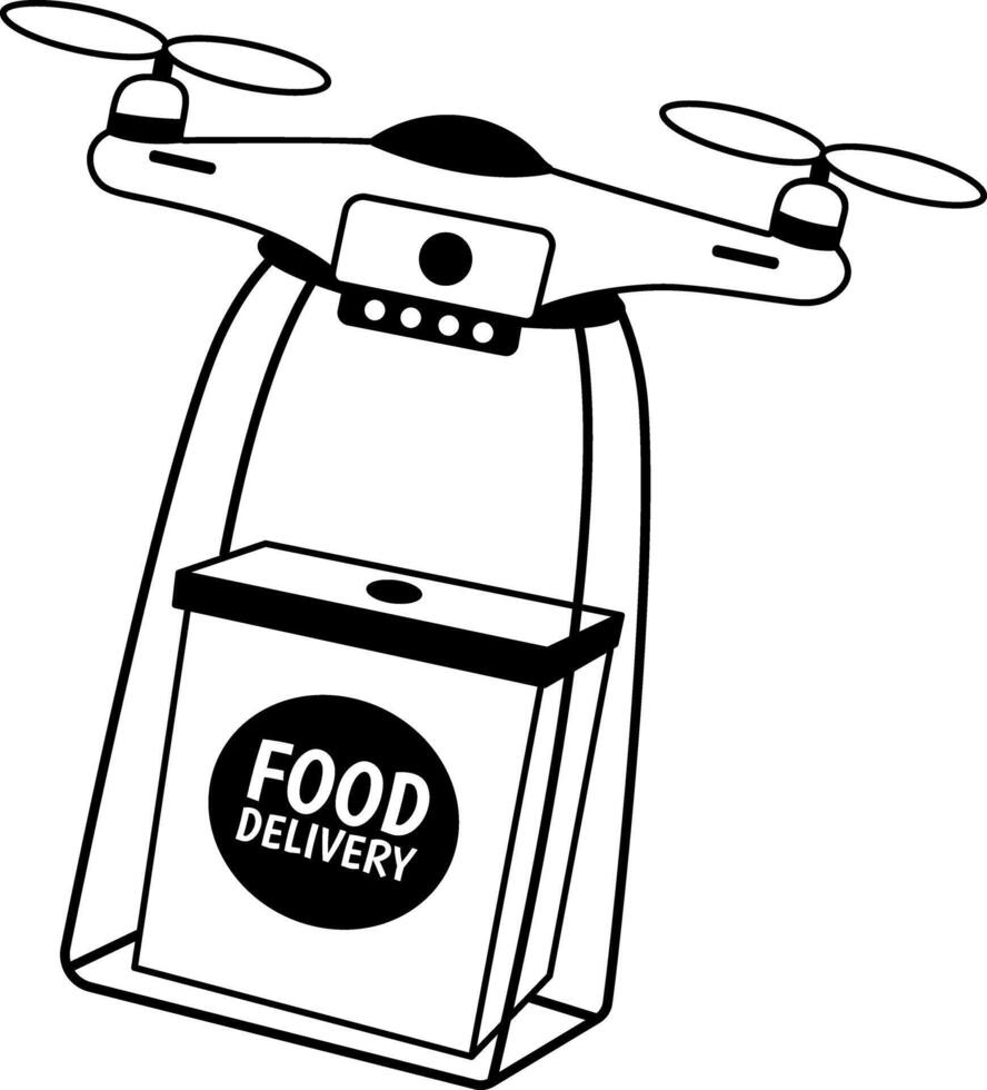 A glyph illustration of drone delivery vector