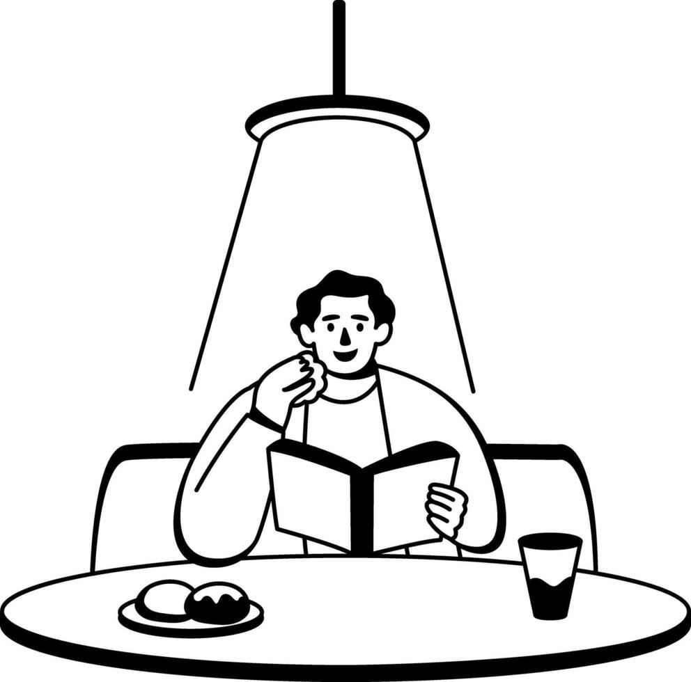 A glyph illustration of eating character vector