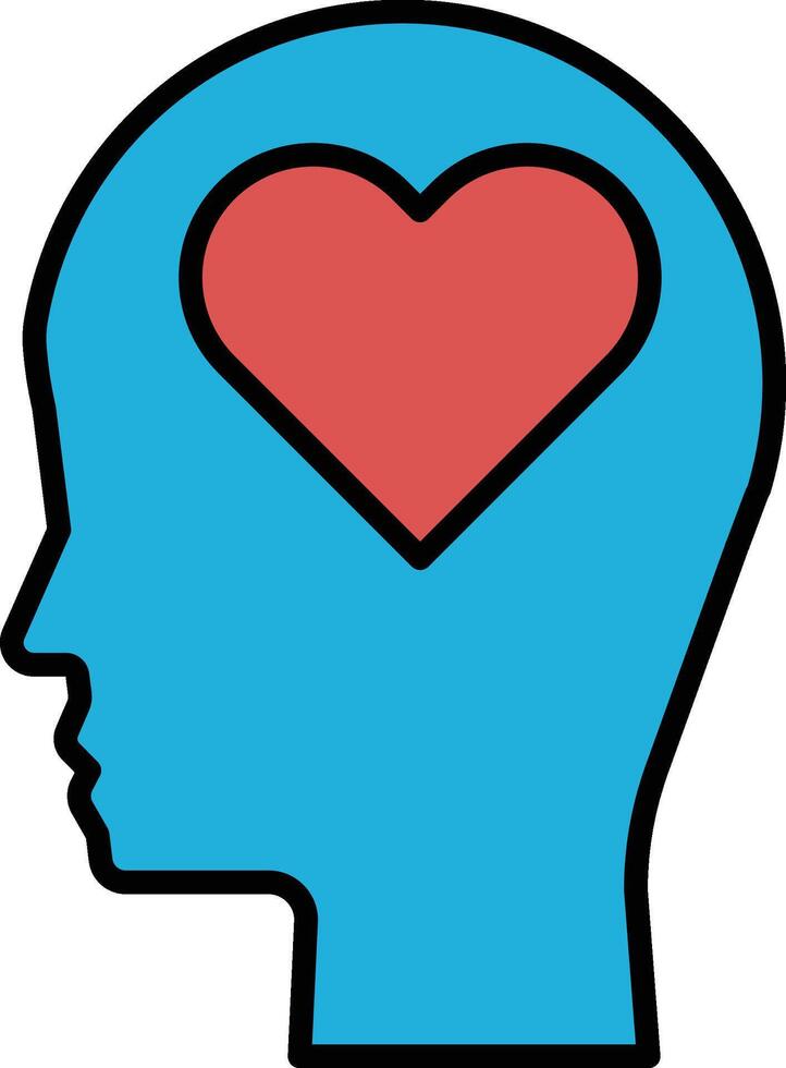 A blue head with a red heart in the middle vector