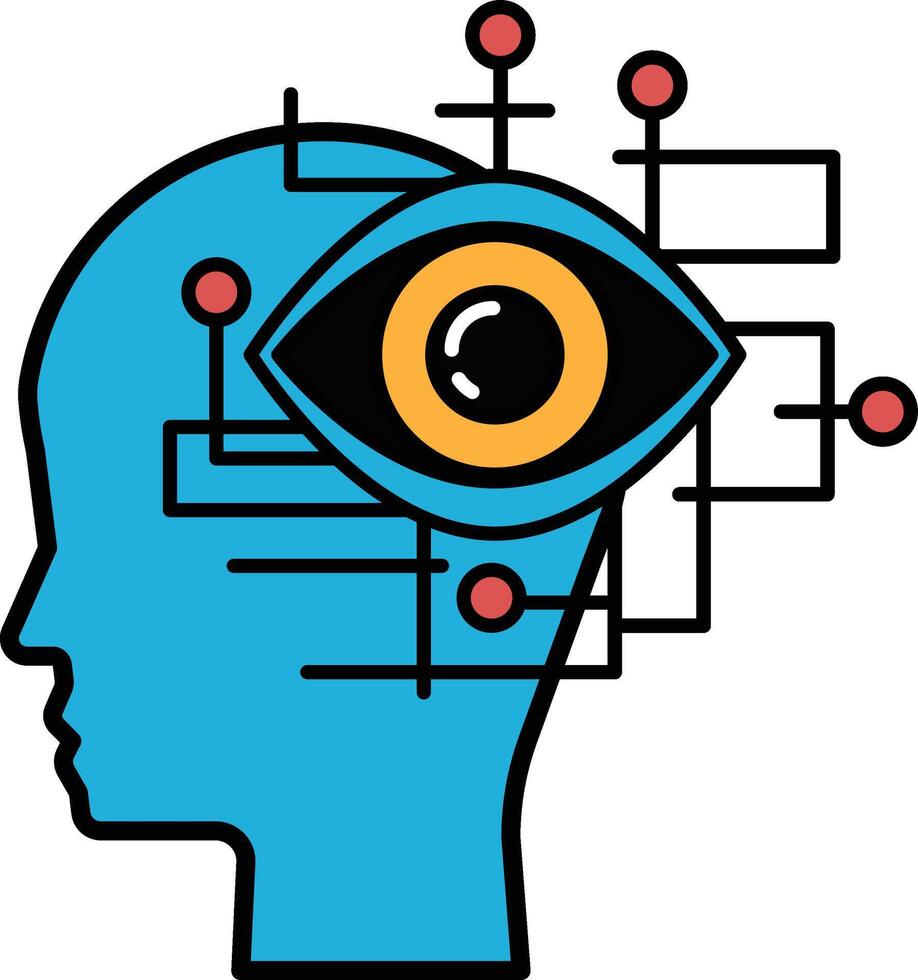 A blue head with a yellow eye and red dots surrounding it vector
