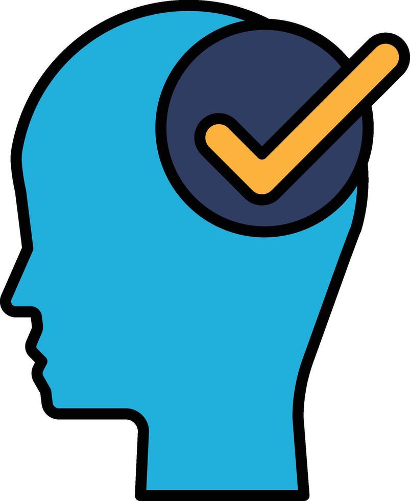 A blue head with a yellow check mark on it vector