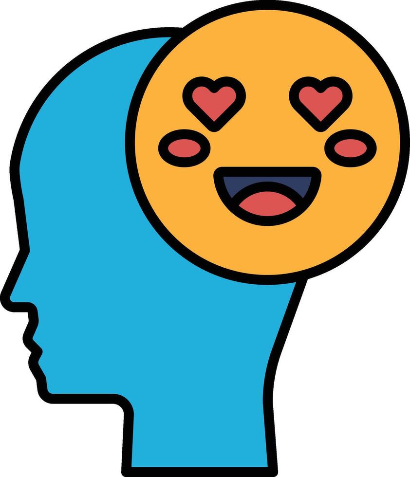 A cartoon head with a smiling face and two hearts on it vector