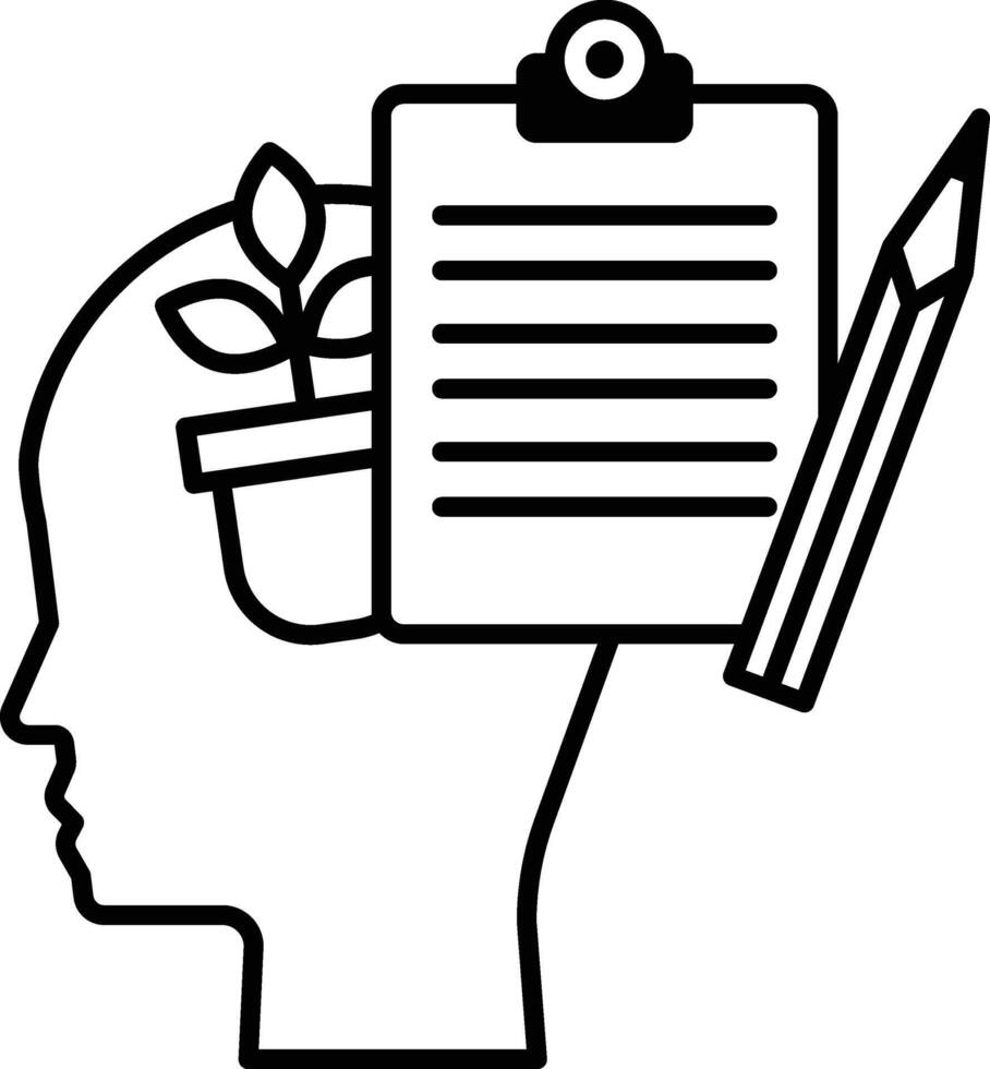 head with a pencil and a piece of paper vector