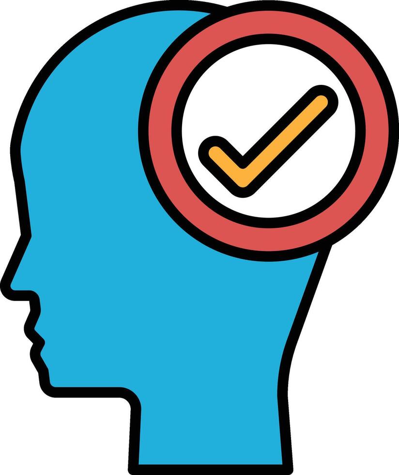 A blue head with a red circle and a check mark in the middle vector