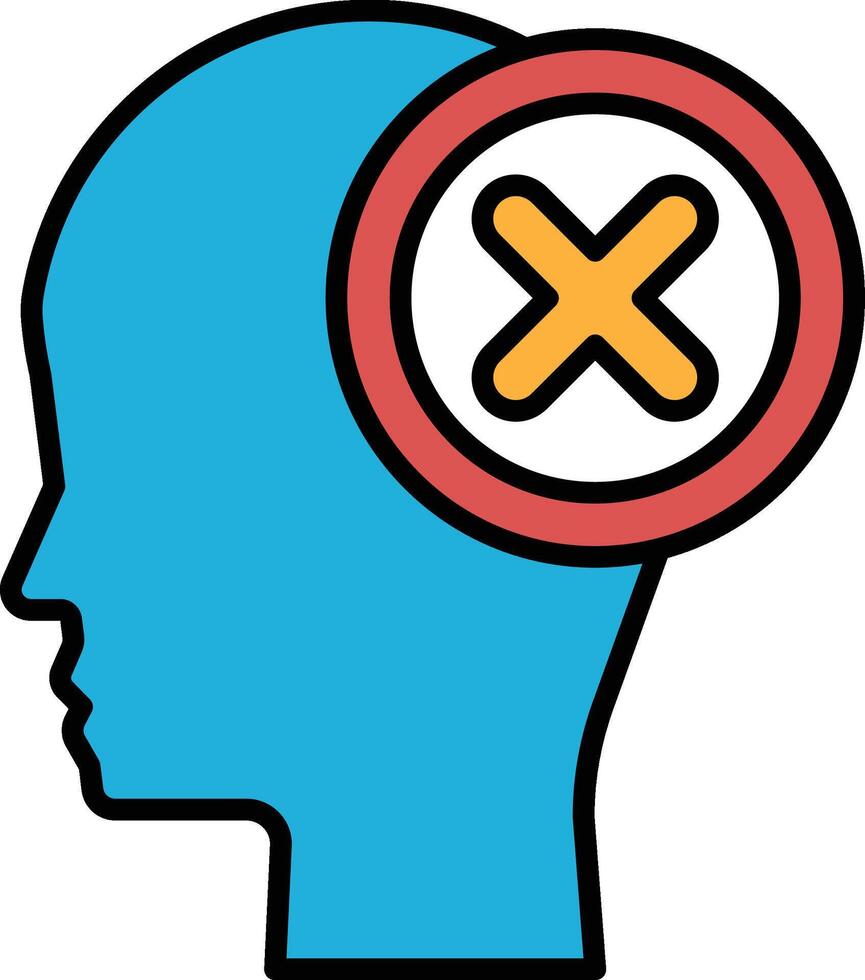 A blue head with a red cross in the middle vector