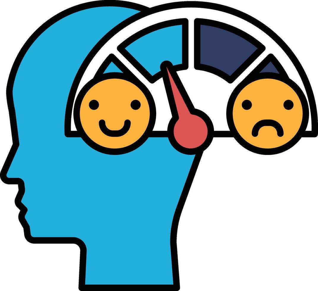 A blue head with a smiley face and a frowning face with a red thermometer vector