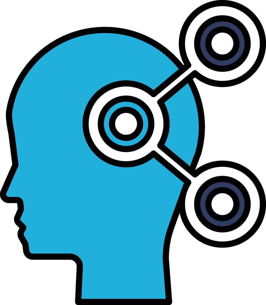 A blue head with a white circle on it vector