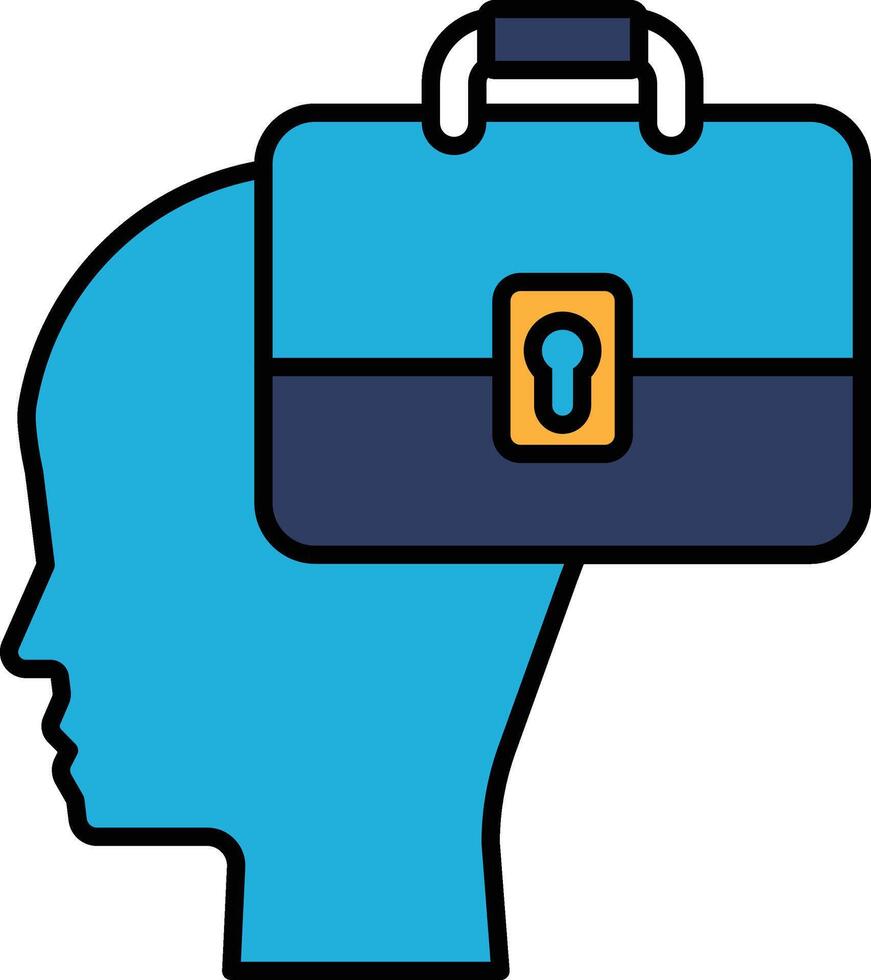 A blue head with a briefcase on top of it vector