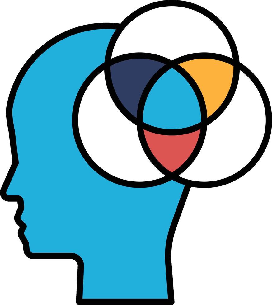 A blue head with three circles on it vector