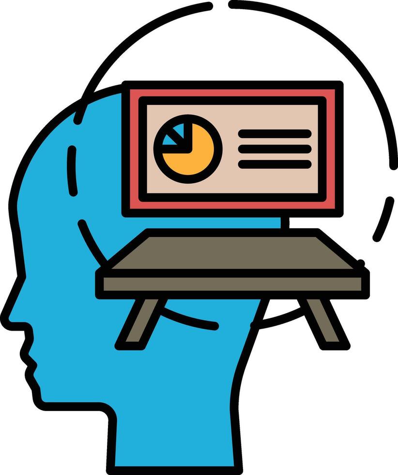 A man's head is holding a piece of paper with a pie chart on it vector