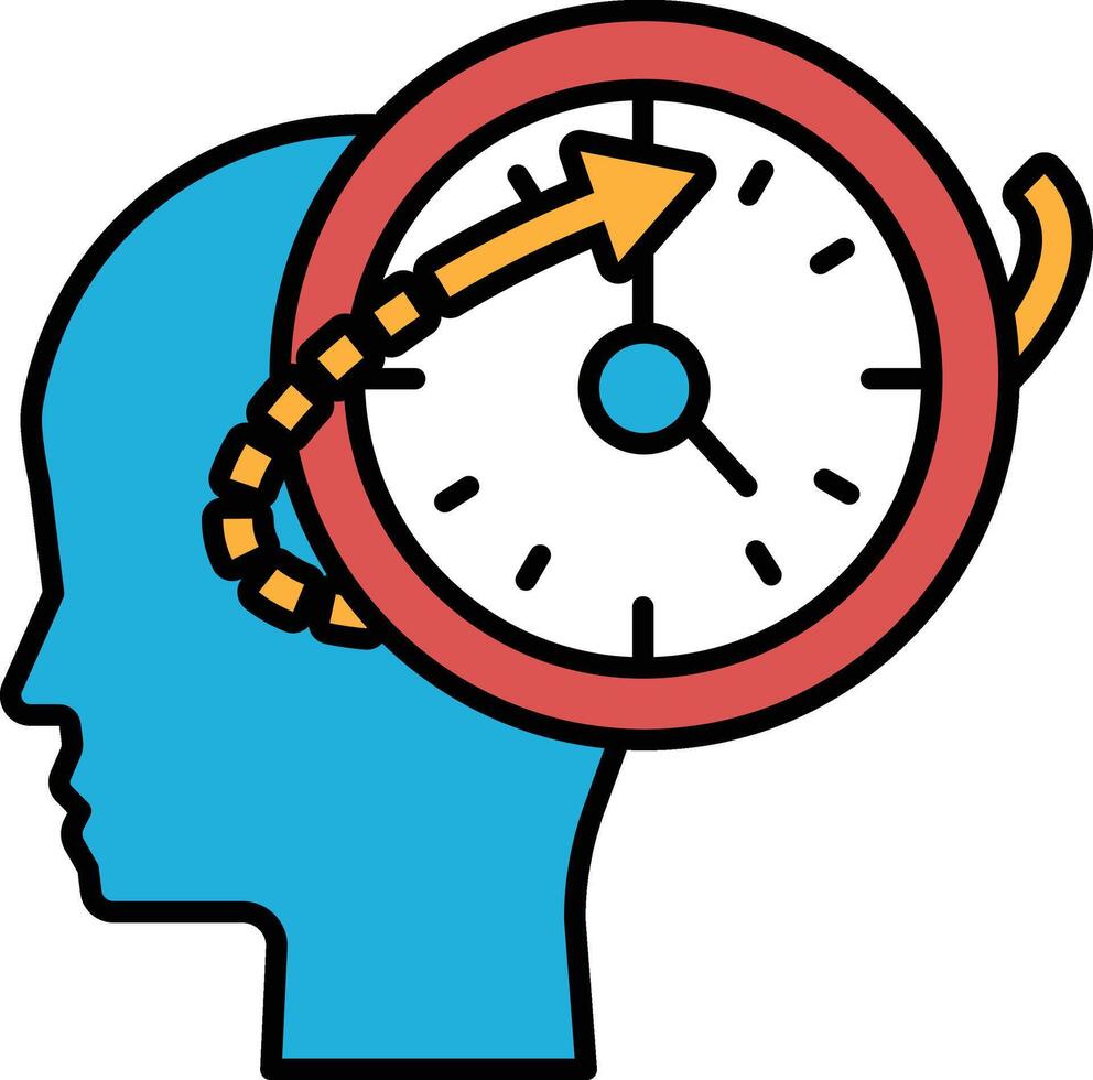 A blue head with a red circle around it with a clock in the middle vector