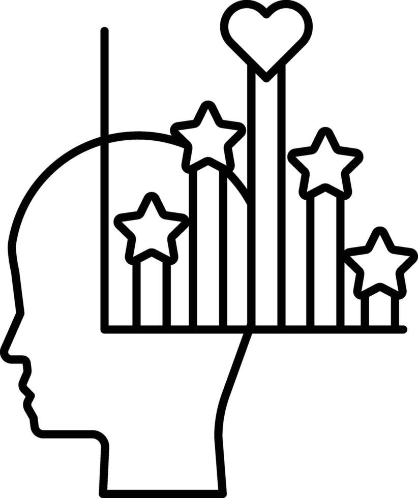 head with a heart and stars on it vector