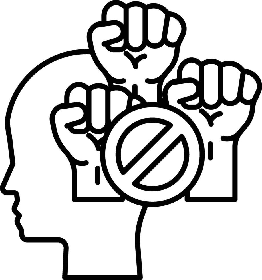 graphic of a head with hands holding up and a no sign vector