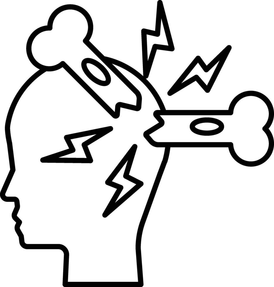 cartoon of a head with a skull on it vector