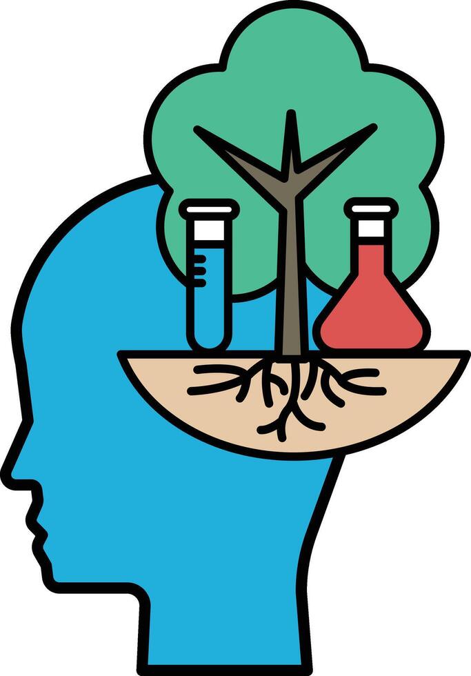 A head with a tree and a beaker in its mouth vector