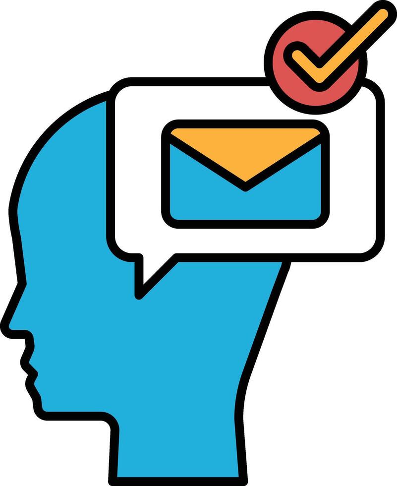A blue head with a yellow envelope on it vector