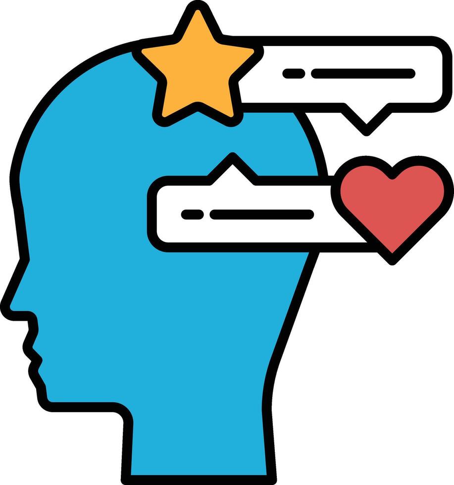 A blue head with a star on top and a heart on the right side vector